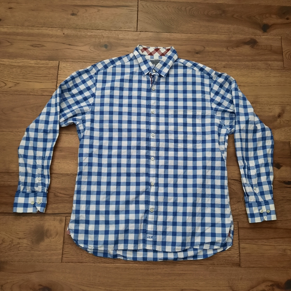 Johnston & Murphy Long Sleeve Large Gingham Print Button Shirt